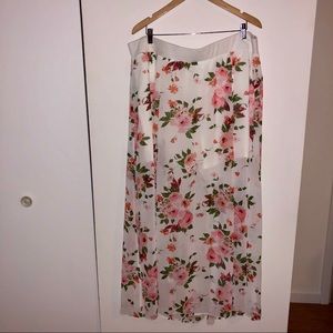 Sheer Floral Printed Maci Skirt